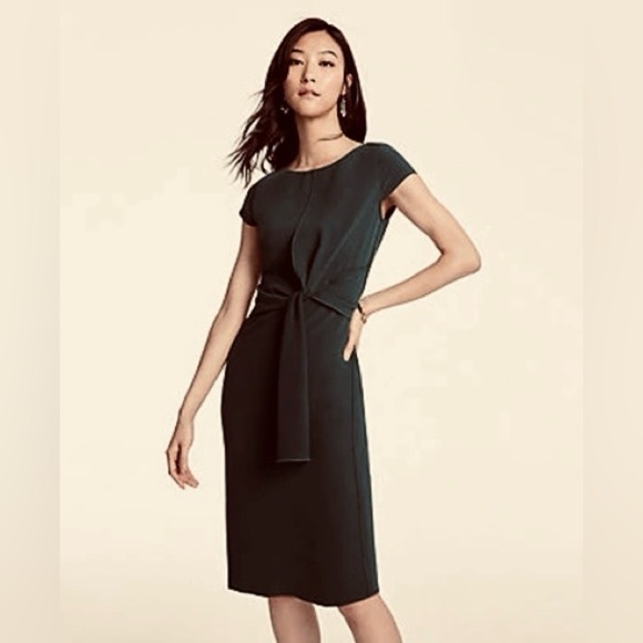 Ann Taylor Dresses & Skirts - NEW Ann Taylor 497405 Foldover Tie Waist Sheath Dress 6 Black NWT